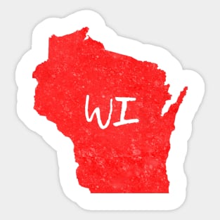 Wisconsin WI State Red Silhouette Sticker